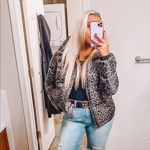 Lucky brand leopard puffer jacket